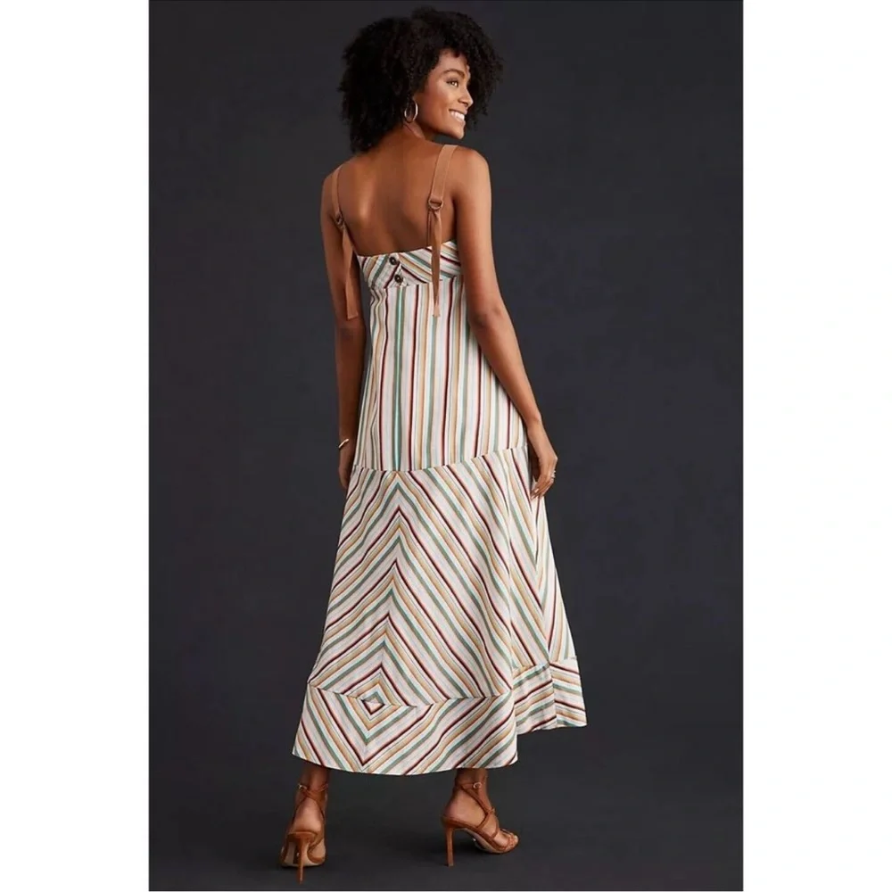 Anthropologie Maeve Square Neck Striped Midi Dress - Picture 3 of 10